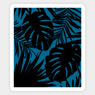 Tropical Leaves in Silhouette on Blue Sticker